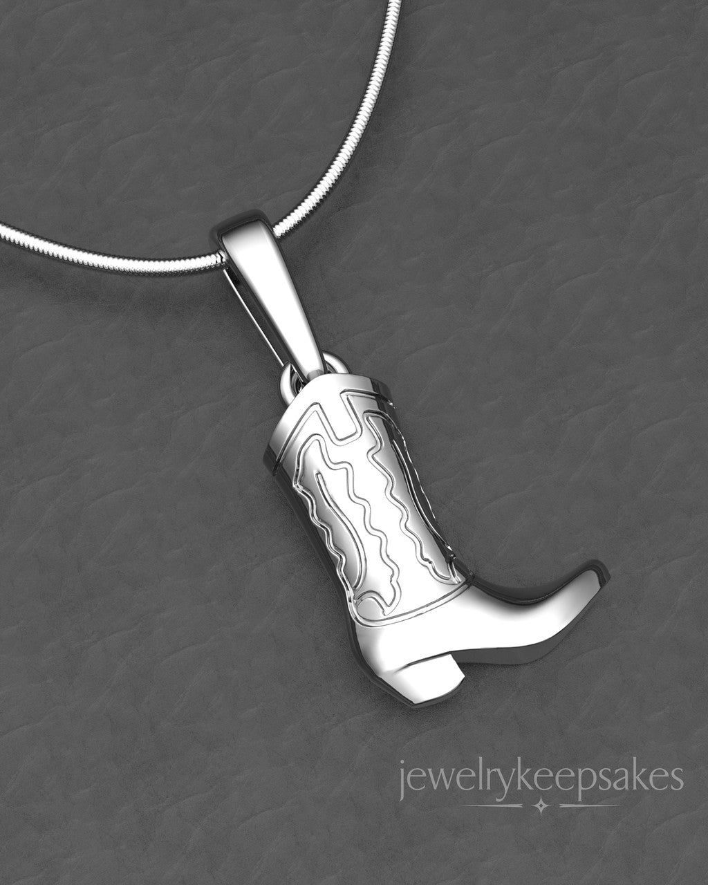 Sterling Silver Cowboy Boot Permanently Sealed Waterproof Cremation Pendant