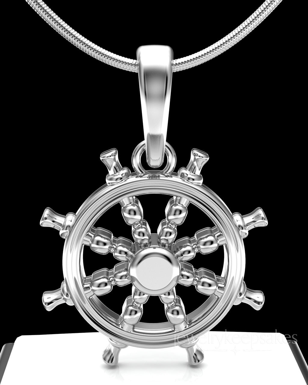 Sterling Silver Ships Wheel Permanently Sealed Waterproof Cremation Pendant