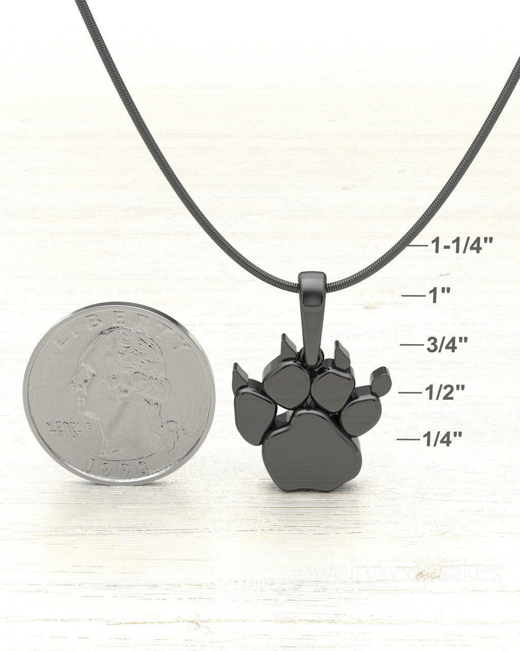 Black Plated Paw Permanently Sealed Waterproof Cremation Pendant