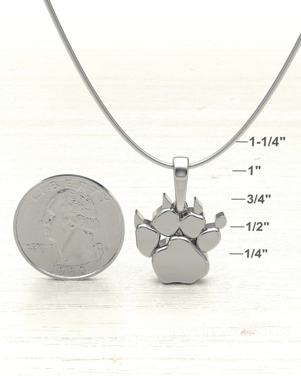 Sterling Silver Paw Permanently Sealed Waterproof Cremation Pendant