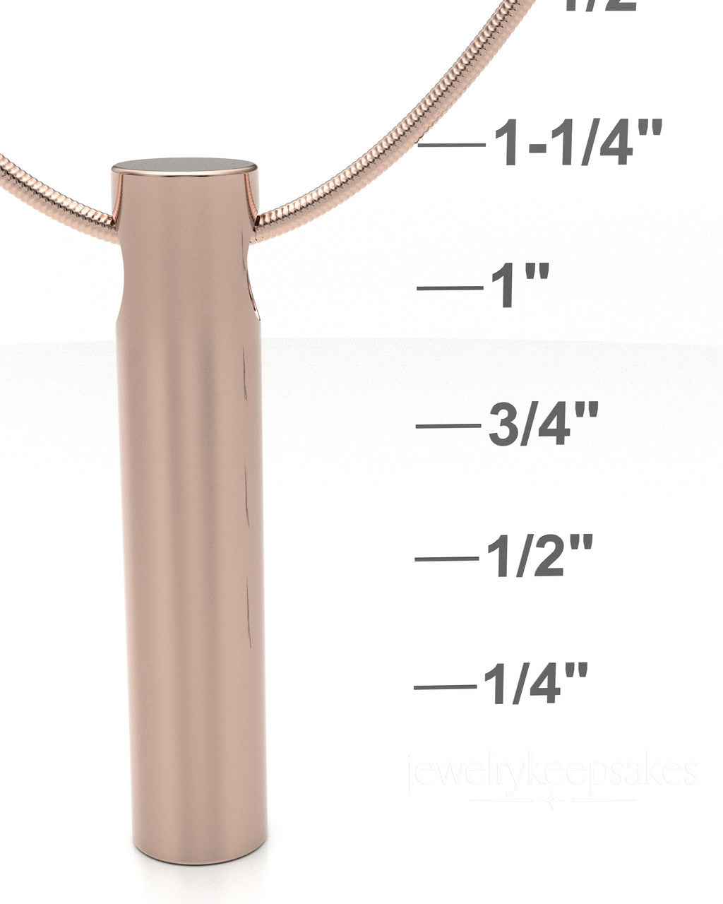 Rose Gold Plated Long Cylinder Permanently Sealed Waterproof Cremation Pendant
