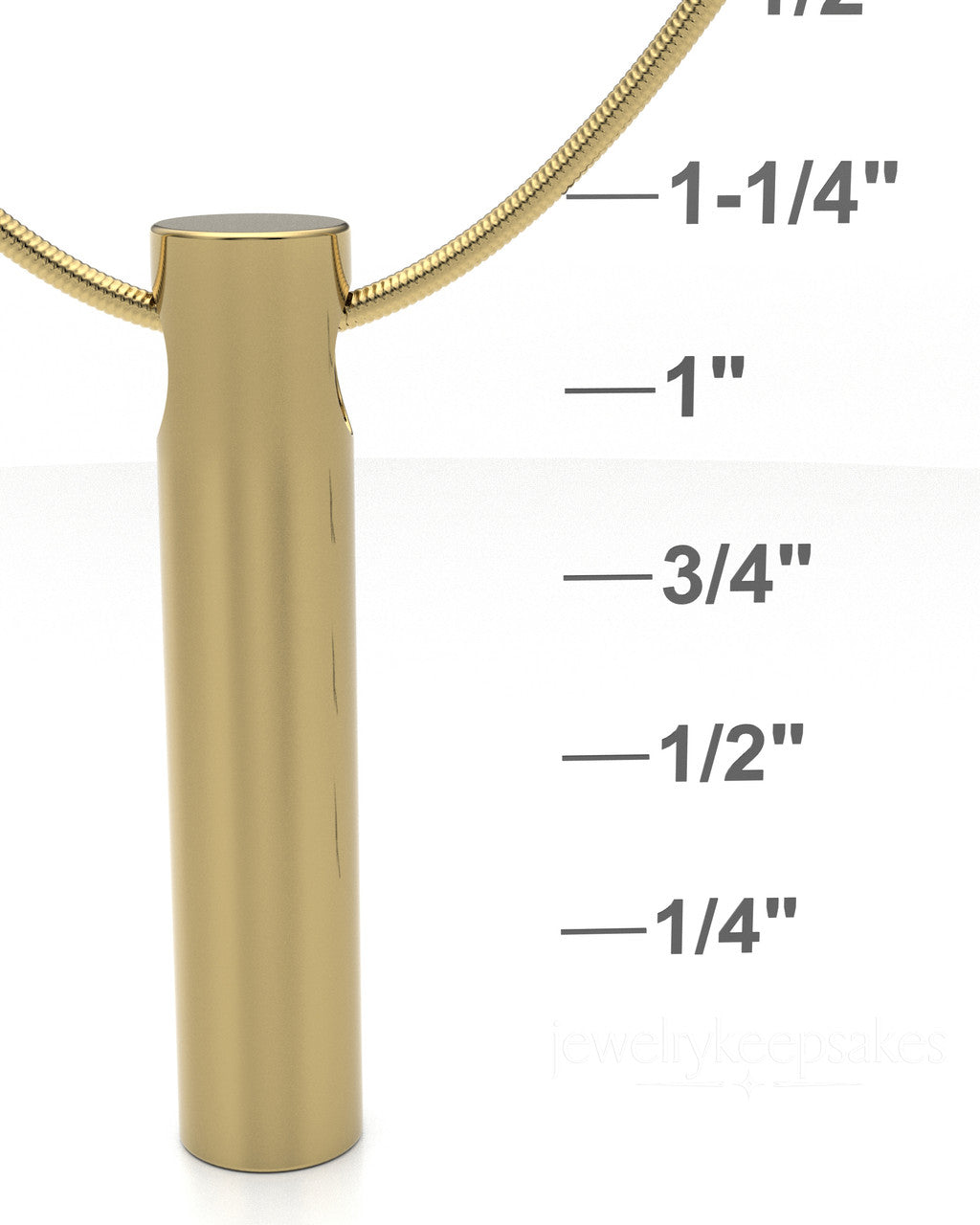 Gold Plated Long Cylinder Permanently Sealed Waterproof Cremation Pendant
