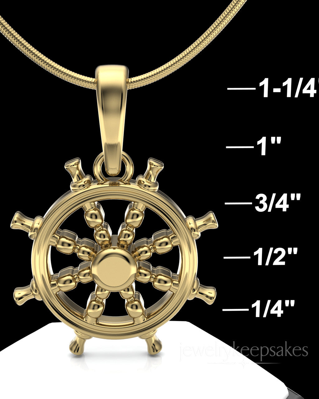 Gold Plated Ships Wheel Permanently Sealed Waterproof Cremation Pendant