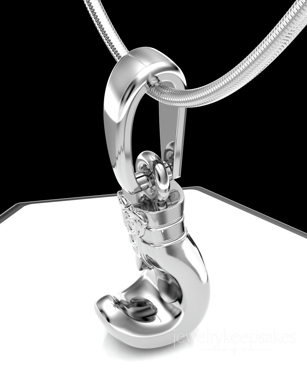 Solid 14k White Gold Boxing Glove Permanently Sealed Waterproof Cremation Pendant