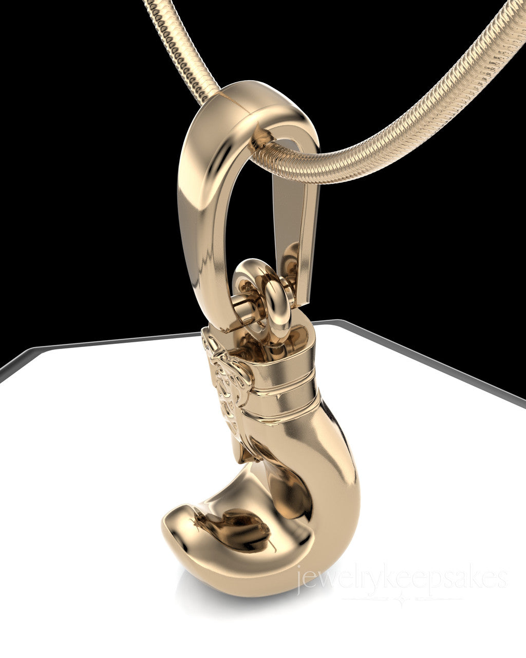 Solid 14K Gold Boxing Glove Permanently Sealed Waterproof Cremation Pendant