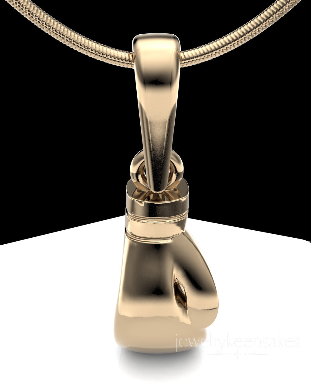 Solid 14K Gold Boxing Glove Permanently Sealed Waterproof Cremation Pendant