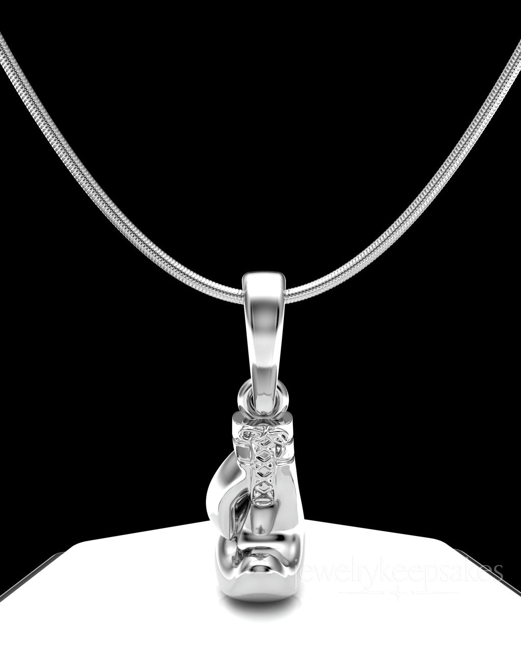 Solid 14k White Gold Boxing Glove Permanently Sealed Waterproof Cremation Pendant