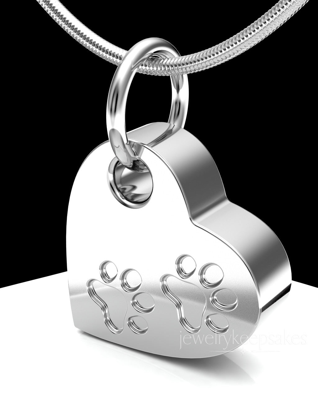 Sterling Silver Heart & Paws Permanently Sealed Waterproof Cremation Pendant