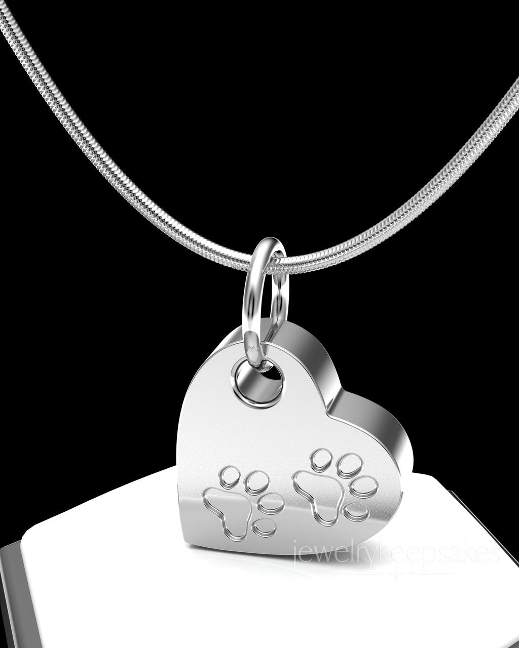 Sterling Silver Heart & Paws Permanently Sealed Waterproof Cremation Pendant