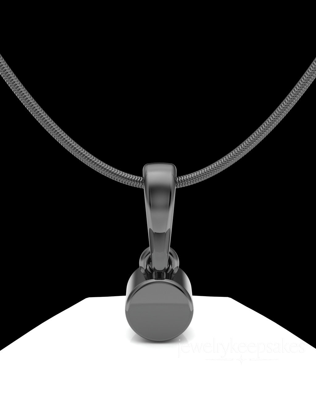 Black Plated Small Round Permanently Sealed Waterproof Cremation Pendant