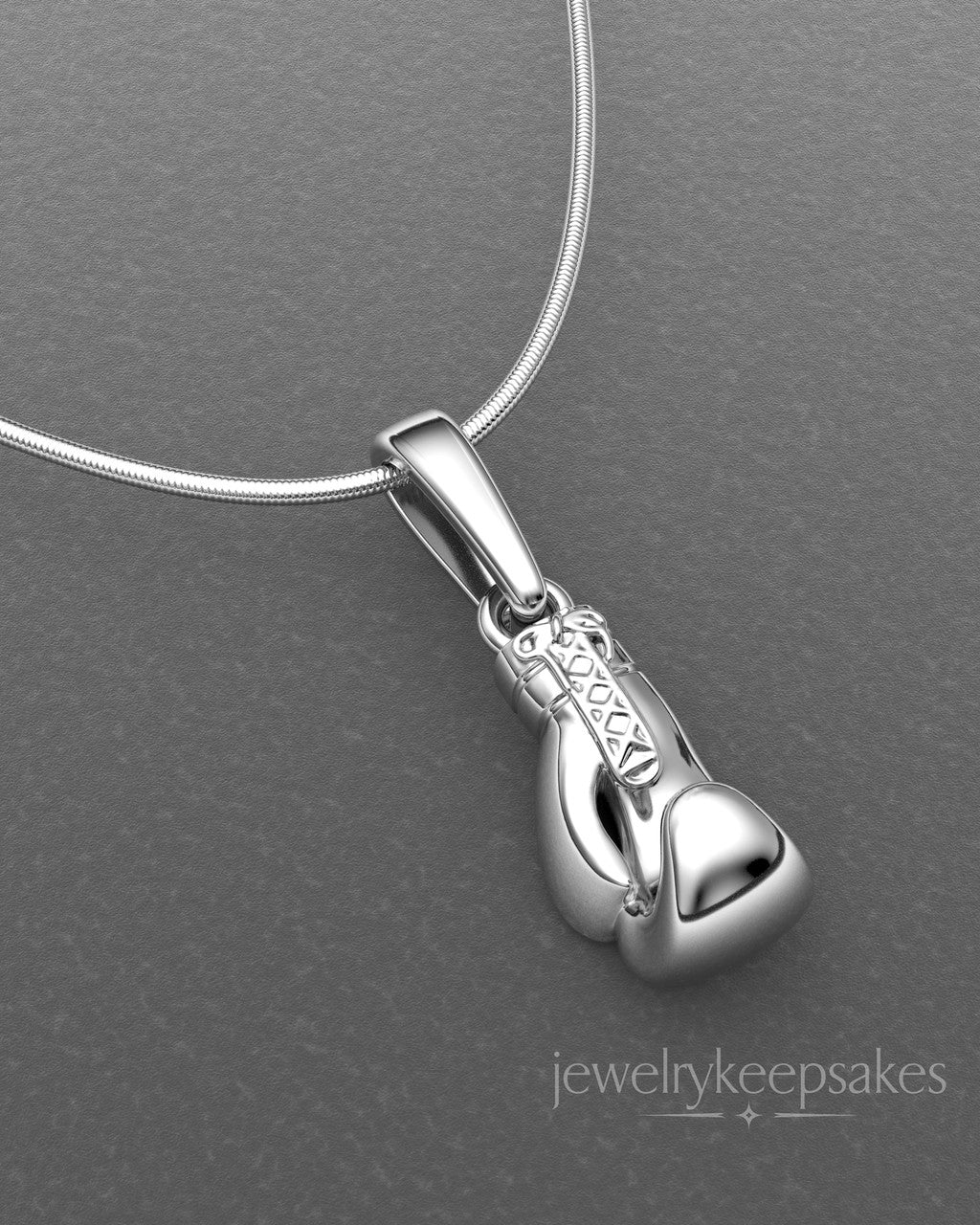 Solid 14k White Gold Boxing Glove Permanently Sealed Waterproof Cremation Pendant