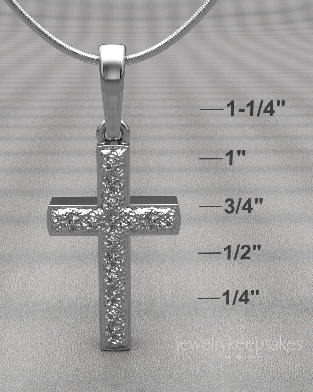 Sterling Silver Textured Cross Permanently Sealed Waterproof Cremation Pendant