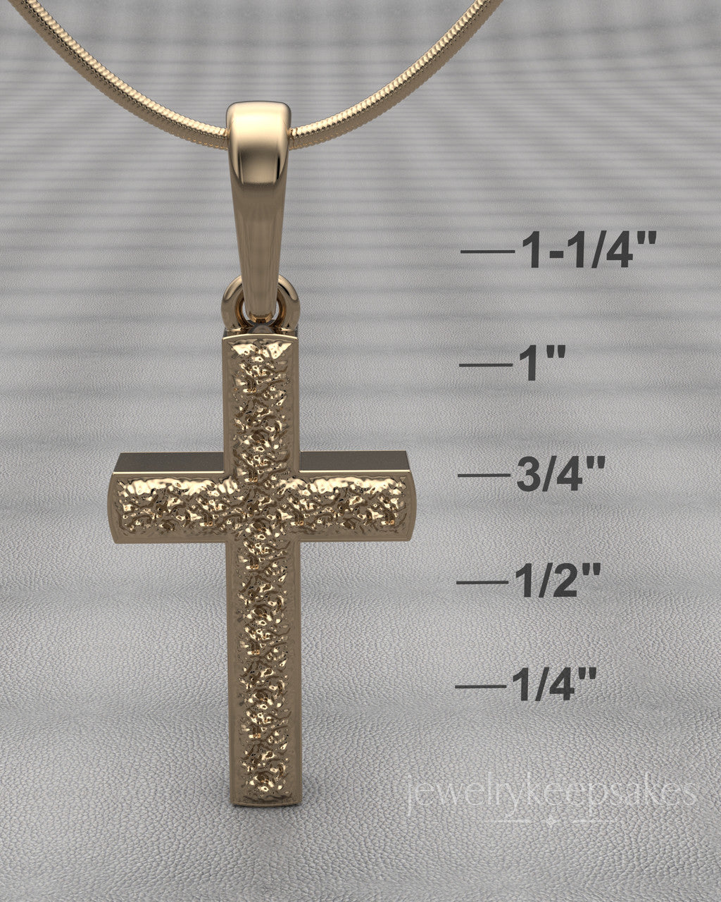 Solid 14k Gold Textured Cross Permanently Sealed Waterproof Cremation Pendant