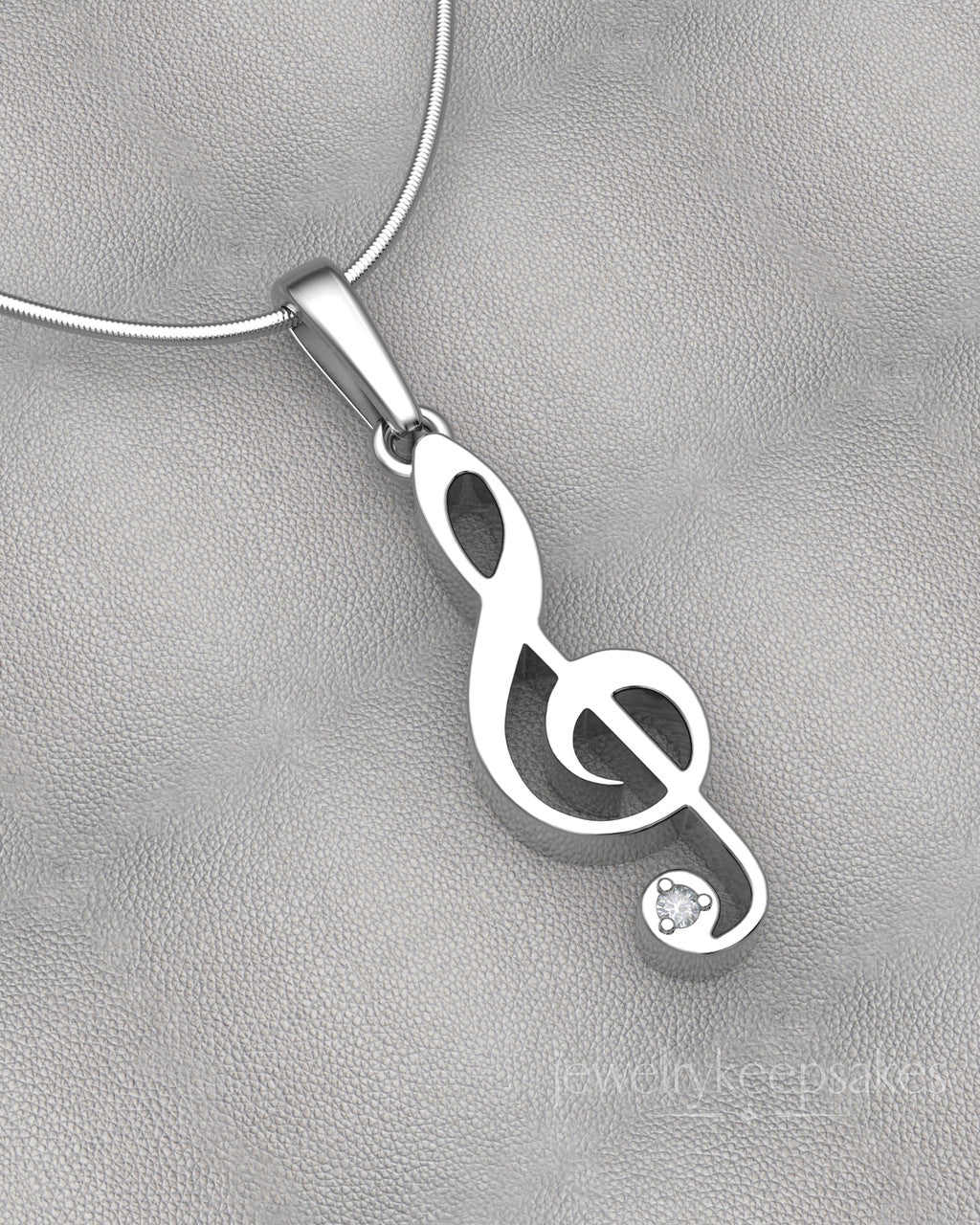 Sterling Silver Musical Note Permanently Sealed Waterproof Cremation Pendant