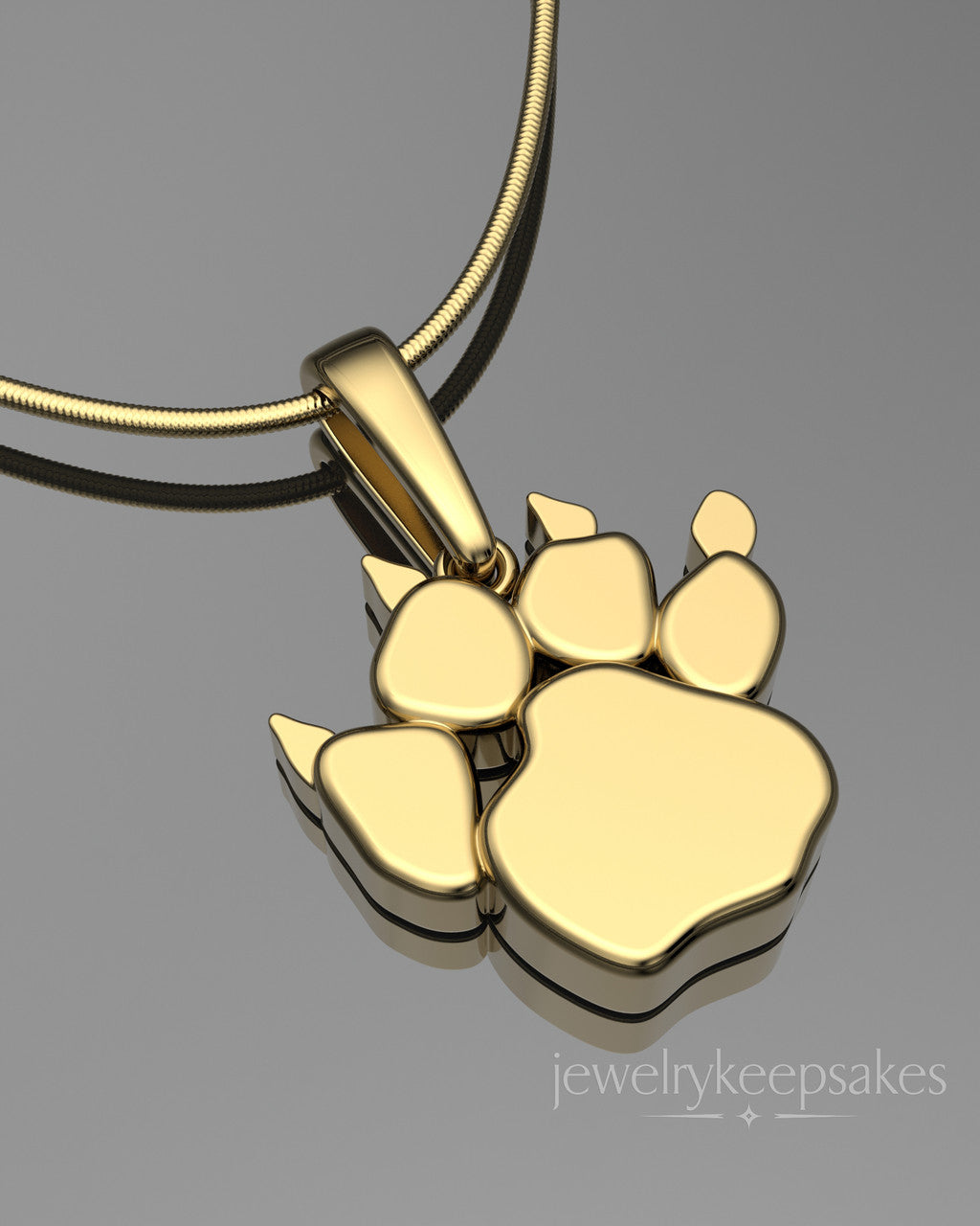Gold Plated Paw Permanently Sealed Waterproof Cremation Pendant