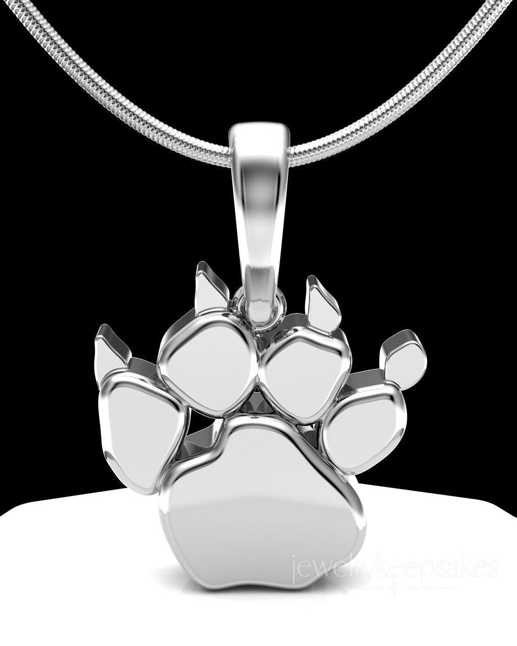 Sterling Silver Paw Permanently Sealed Waterproof Cremation Pendant