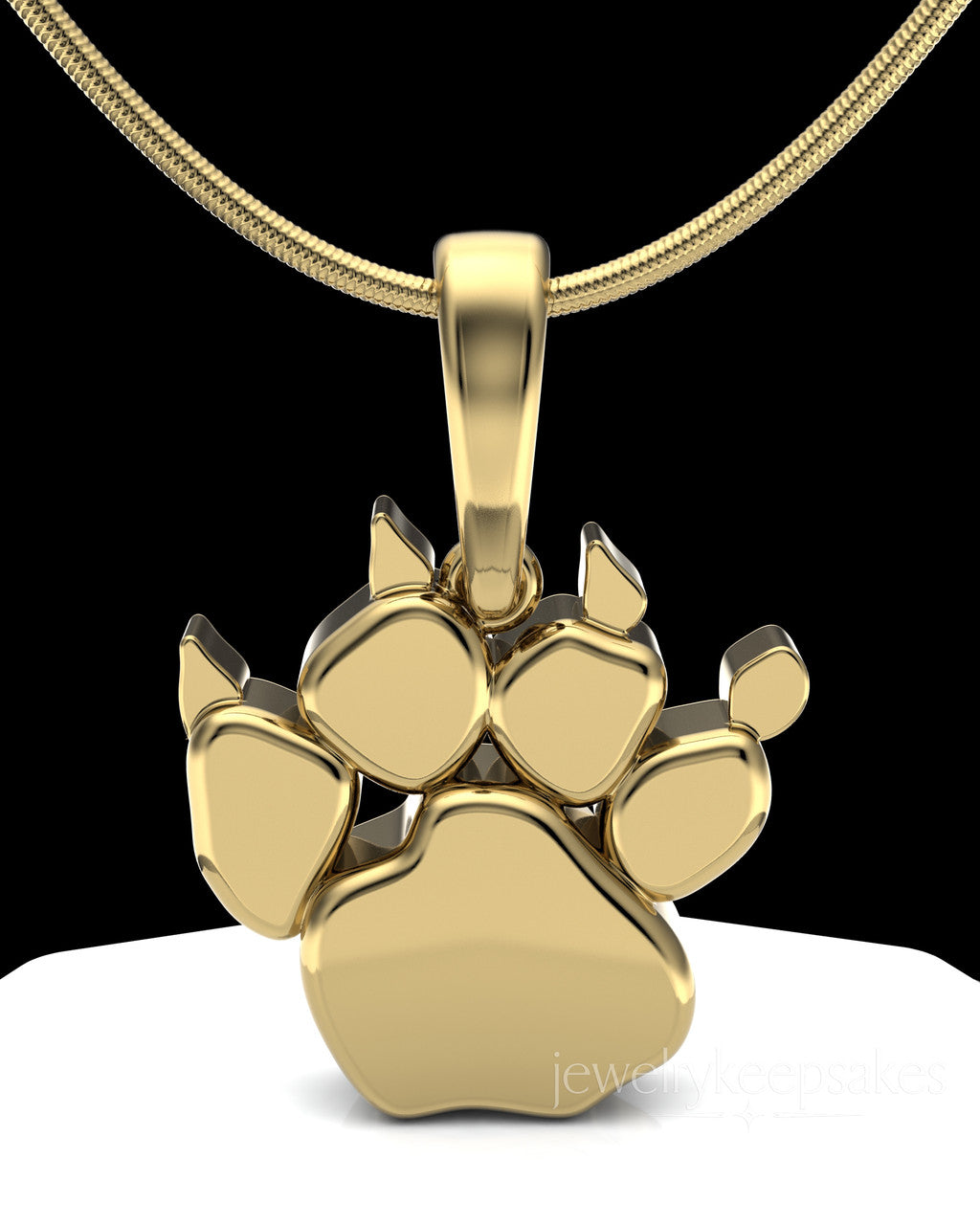 Gold Plated Paw Permanently Sealed Waterproof Cremation Pendant