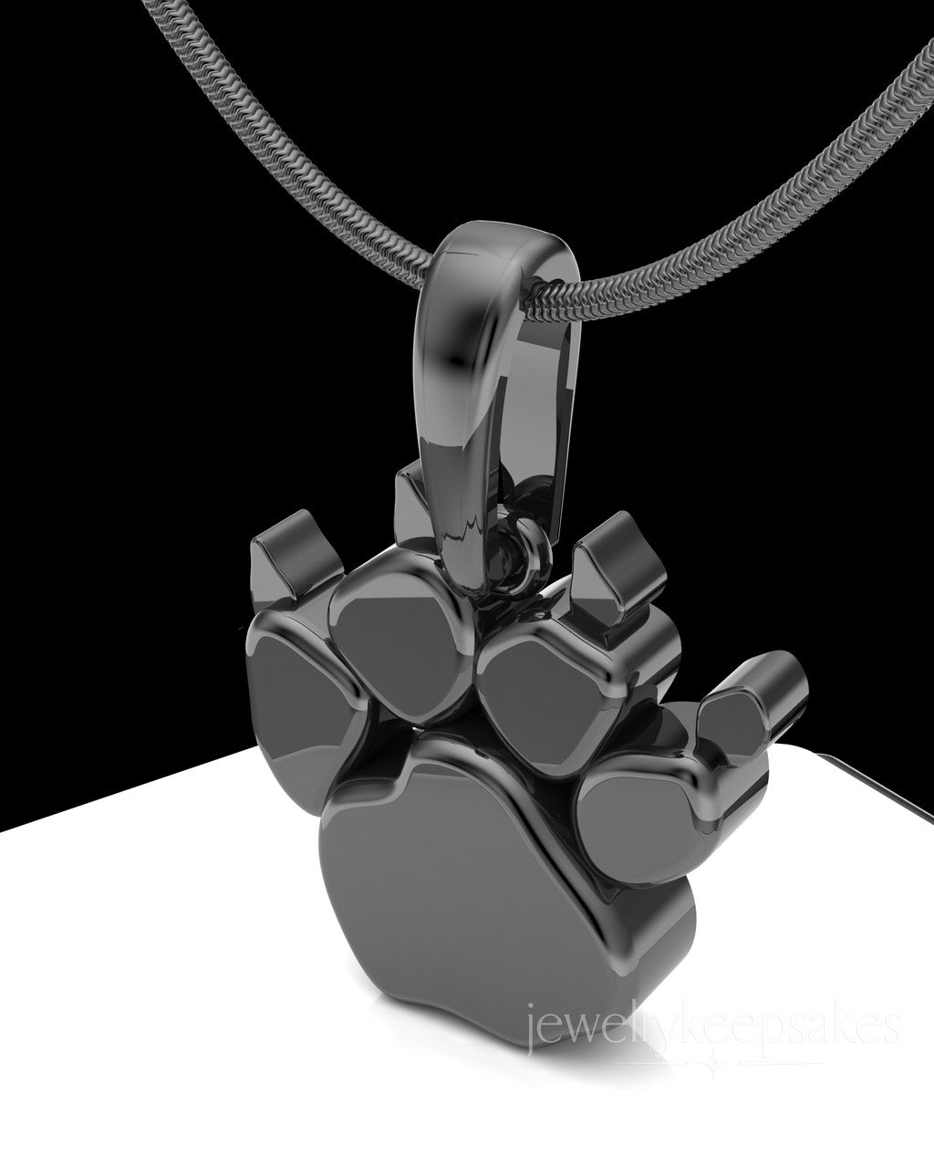 Black Plated Paw Permanently Sealed Waterproof Cremation Pendant