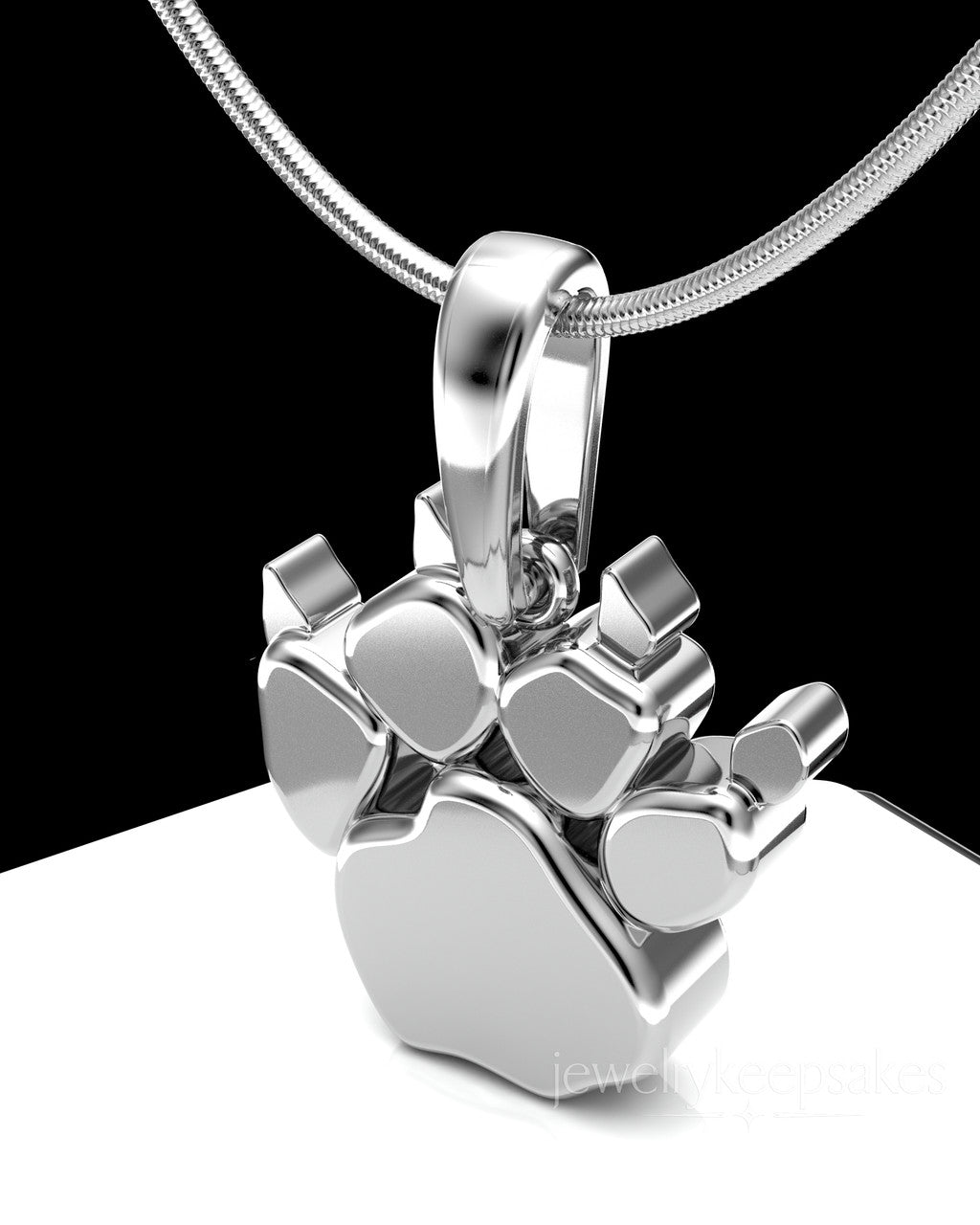 Sterling Silver Paw Permanently Sealed Waterproof Cremation Pendant