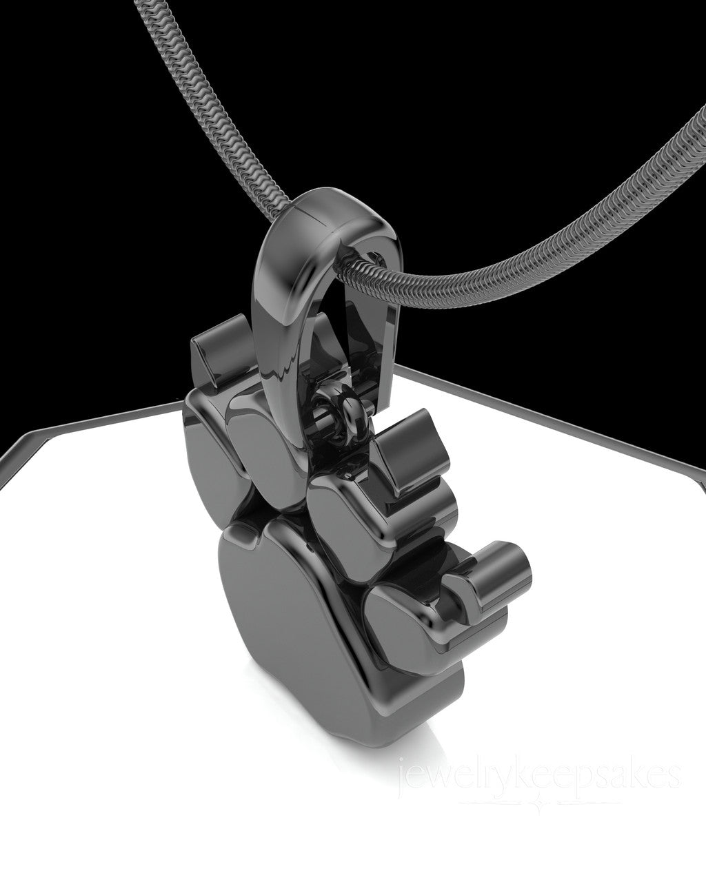 Black Plated Paw Permanently Sealed Waterproof Cremation Pendant