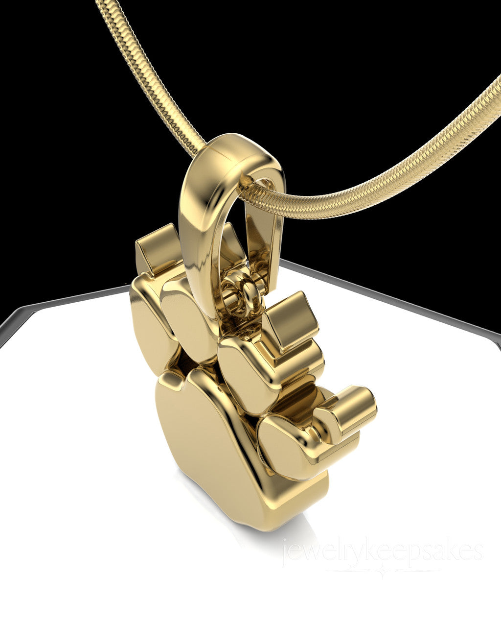 Gold Plated Paw Permanently Sealed Waterproof Cremation Pendant