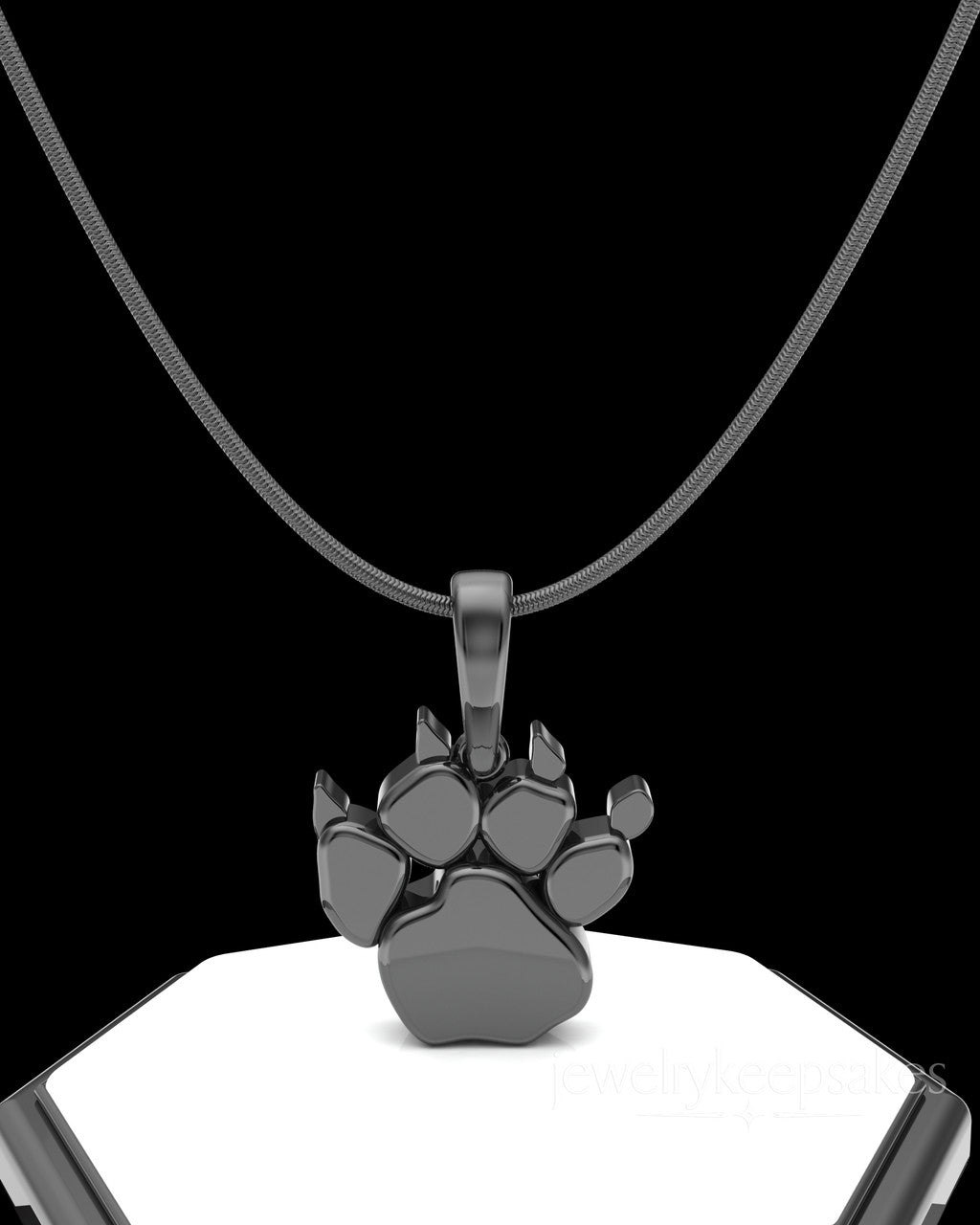 Black Plated Paw Permanently Sealed Waterproof Cremation Pendant