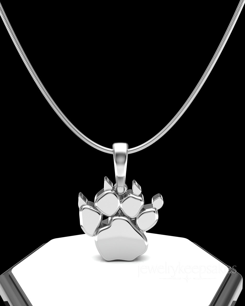 Sterling Silver Paw Permanently Sealed Waterproof Cremation Pendant