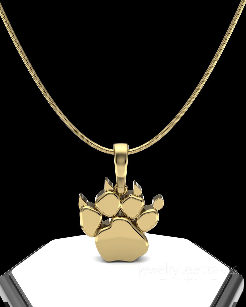 Gold Plated Paw Permanently Sealed Waterproof Cremation Pendant