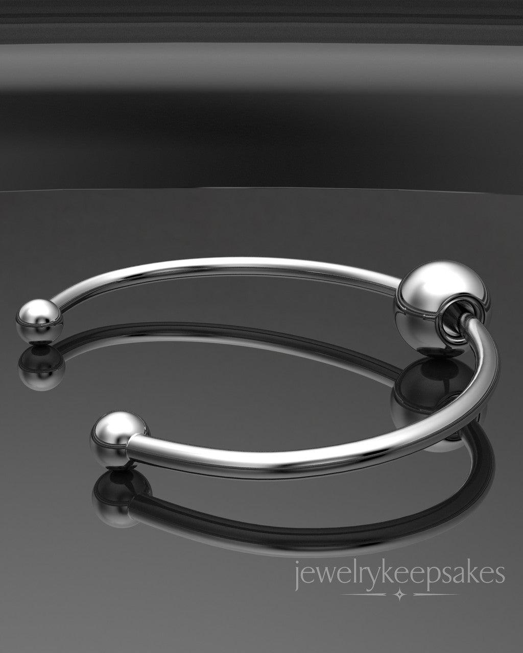 Solid 14k White Gold Sliding Cape Permanently Sealed Waterproof Cremation Bracelet