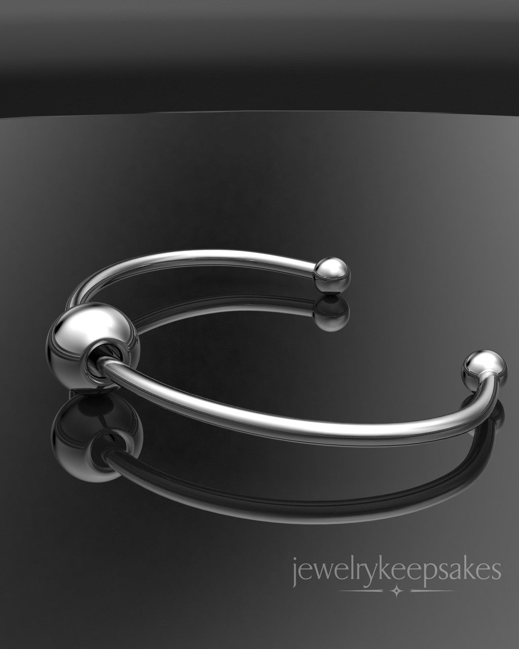 Solid 14k White Gold Sliding Cape Permanently Sealed Waterproof Cremation Bracelet