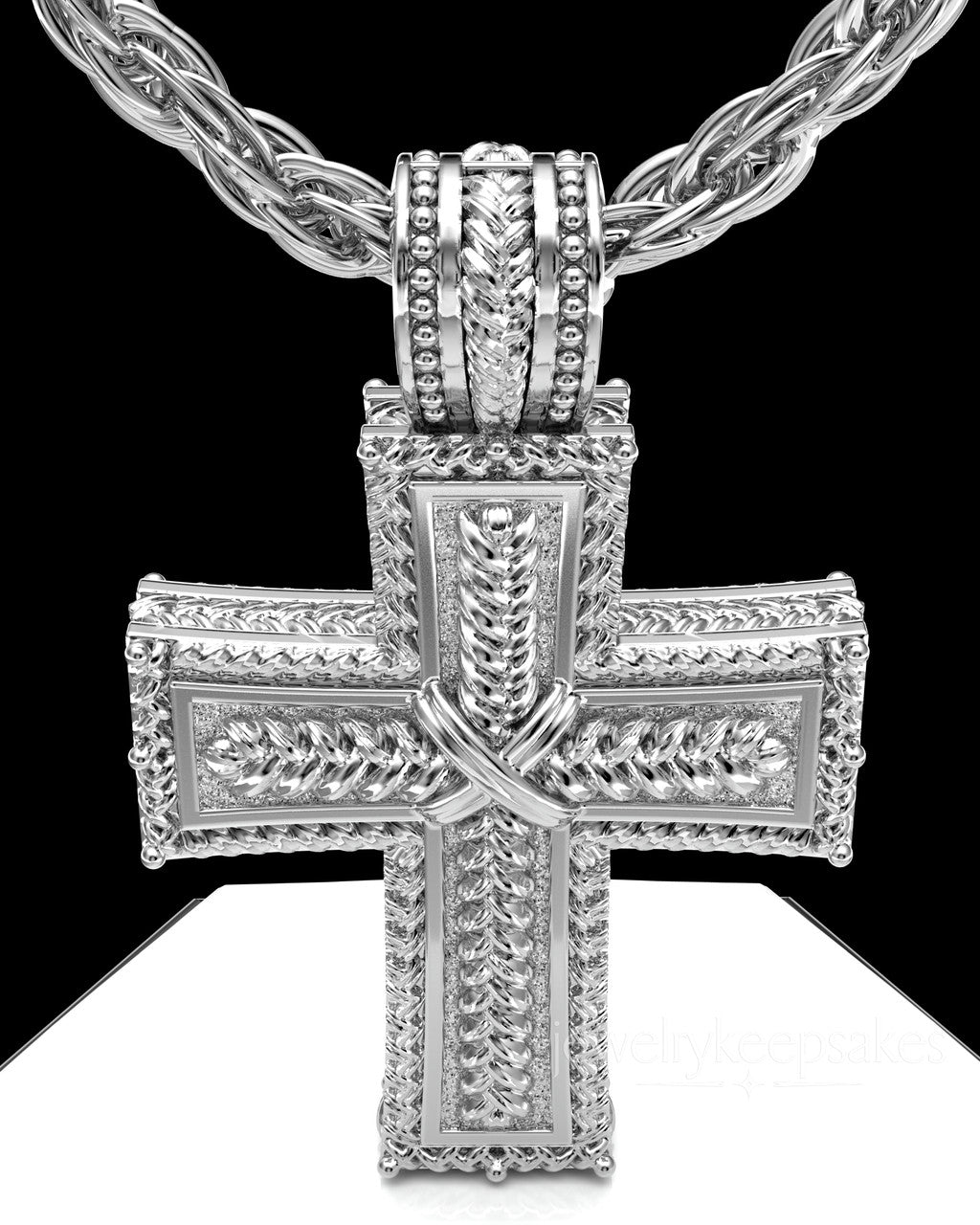 Sterling Silver Inset Cross Permanently Sealed Waterproof Cremation Pendant