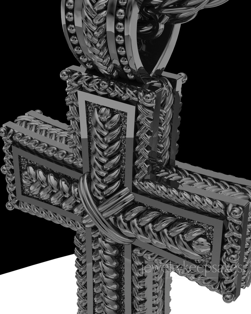 Black Plated Inset Cross Permanently Sealed Waterproof Cremation Pendant