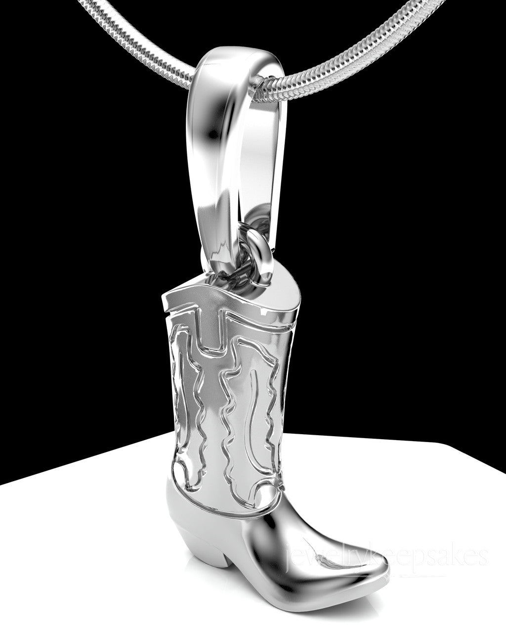 Sterling Silver Cowboy Boot Permanently Sealed Waterproof Cremation Pendant