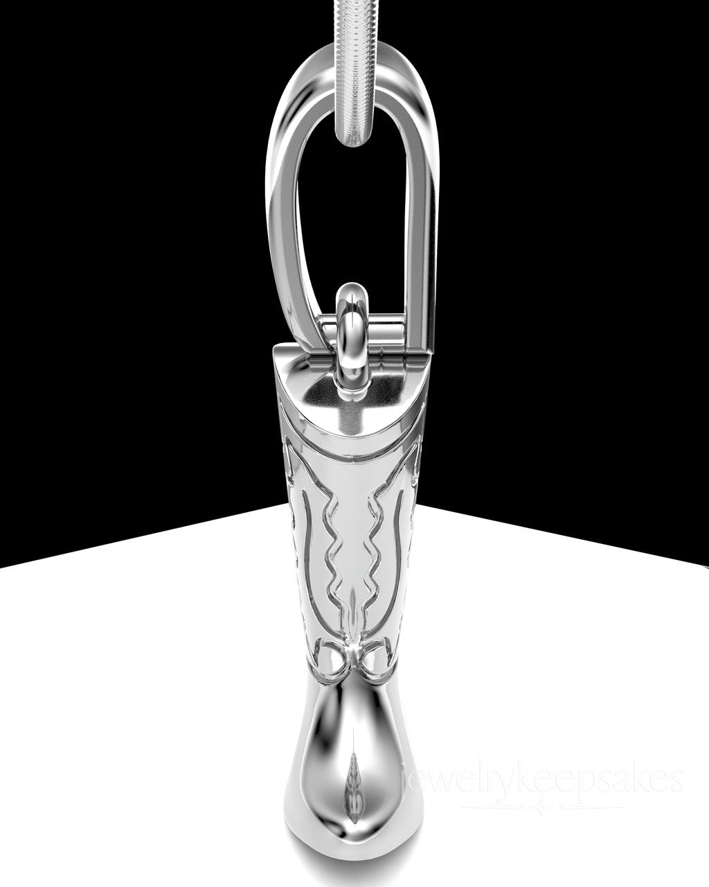 Sterling Silver Cowboy Boot Permanently Sealed Waterproof Cremation Pendant