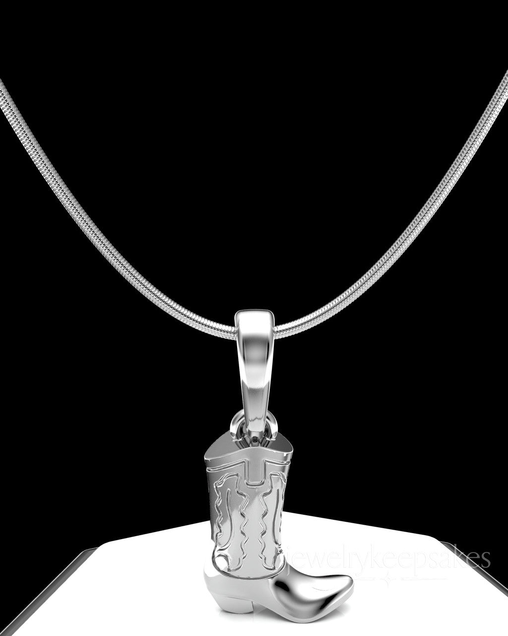 Sterling Silver Cowboy Boot Permanently Sealed Waterproof Cremation Pendant