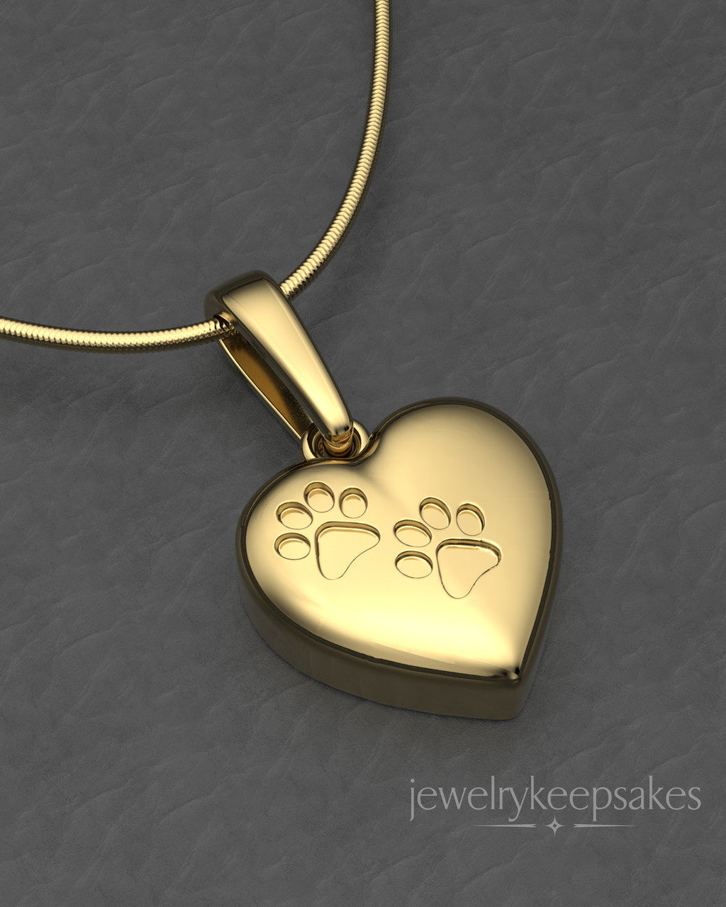 Gold Plated Heart with Paws Permanently Sealed Waterproof Cremation Pendant