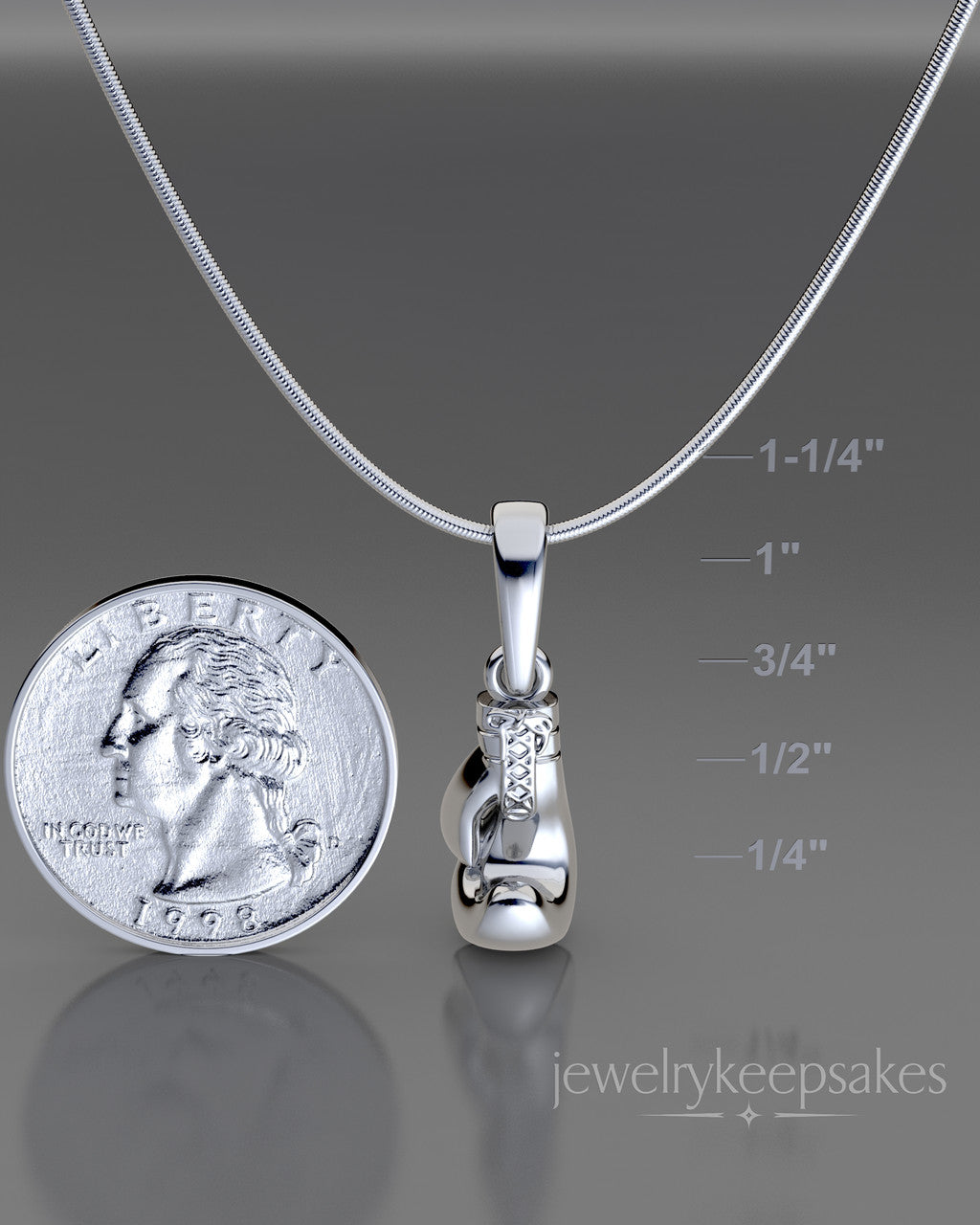 Solid 14k White Gold Boxing Glove Permanently Sealed Waterproof Cremation Pendant