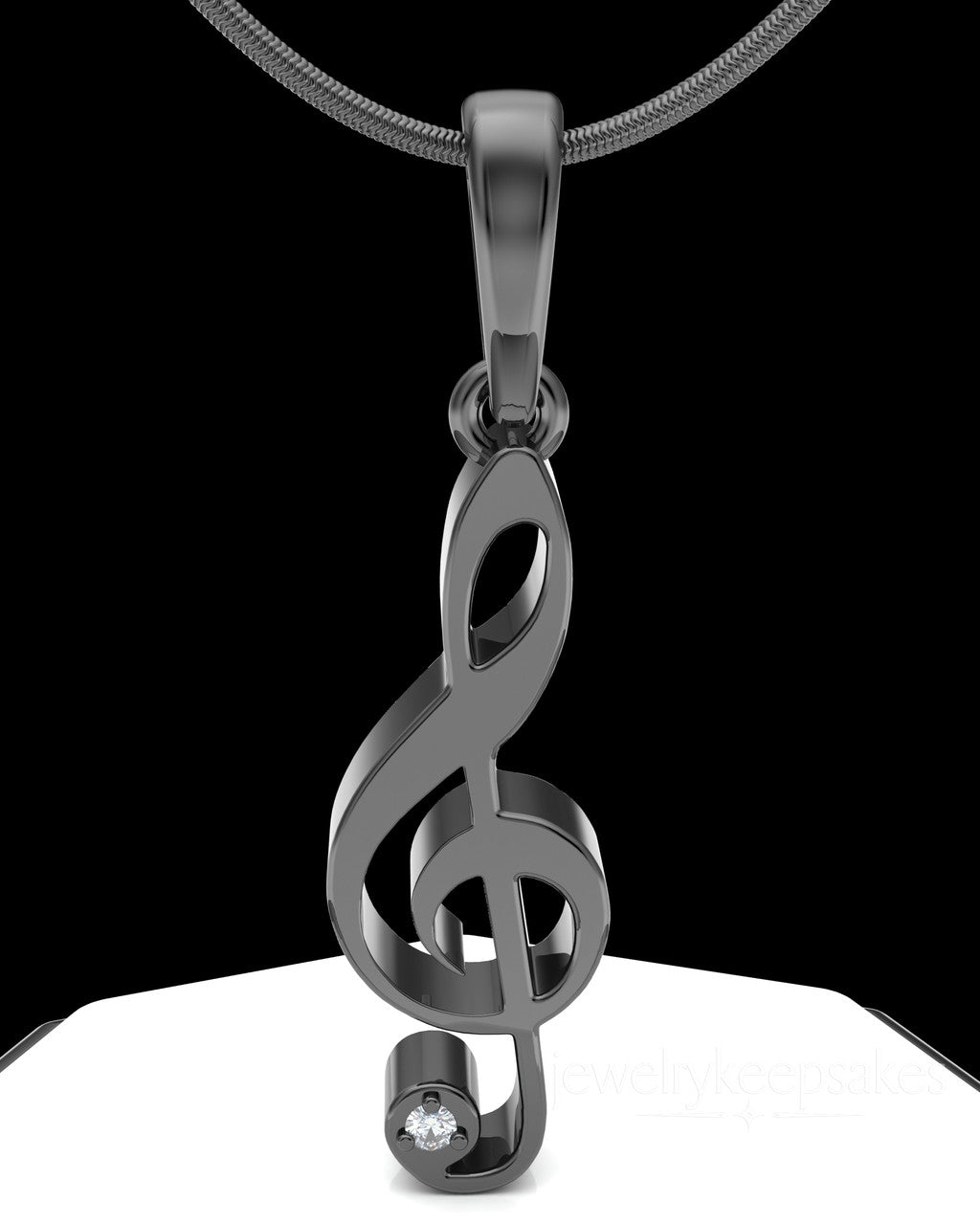 Black Plated Musical Note Permanently Sealed Waterproof Cremation Pendant