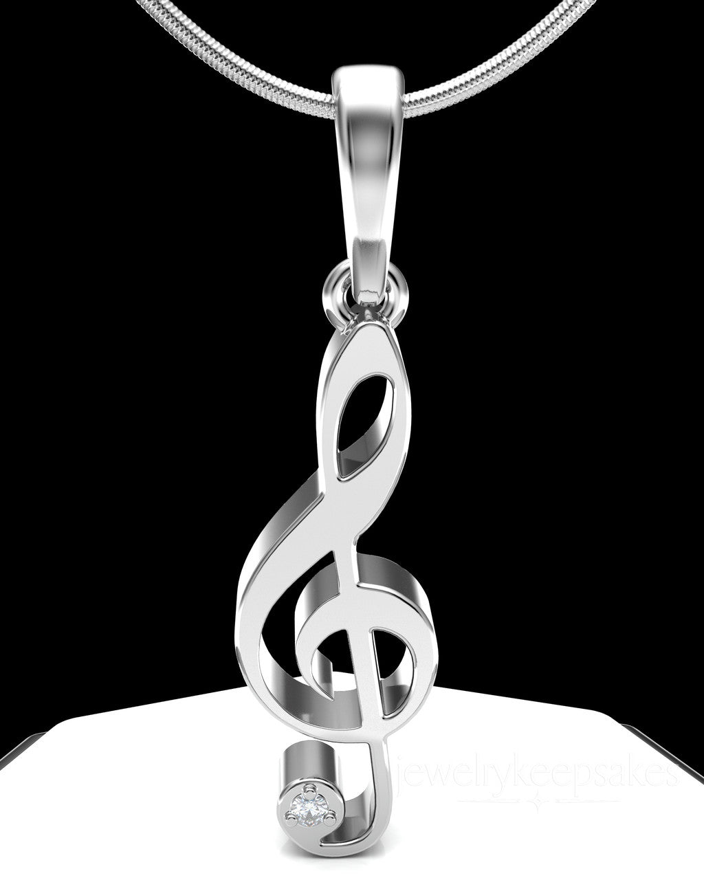 Sterling Silver Musical Note Permanently Sealed Waterproof Cremation Pendant