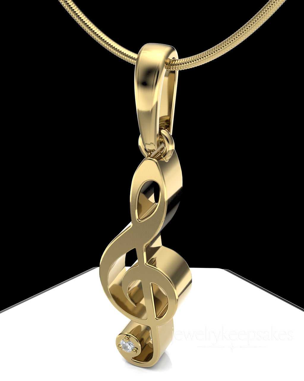 Gold Plated Musical Note Permanently Sealed Waterproof Cremation Pendant
