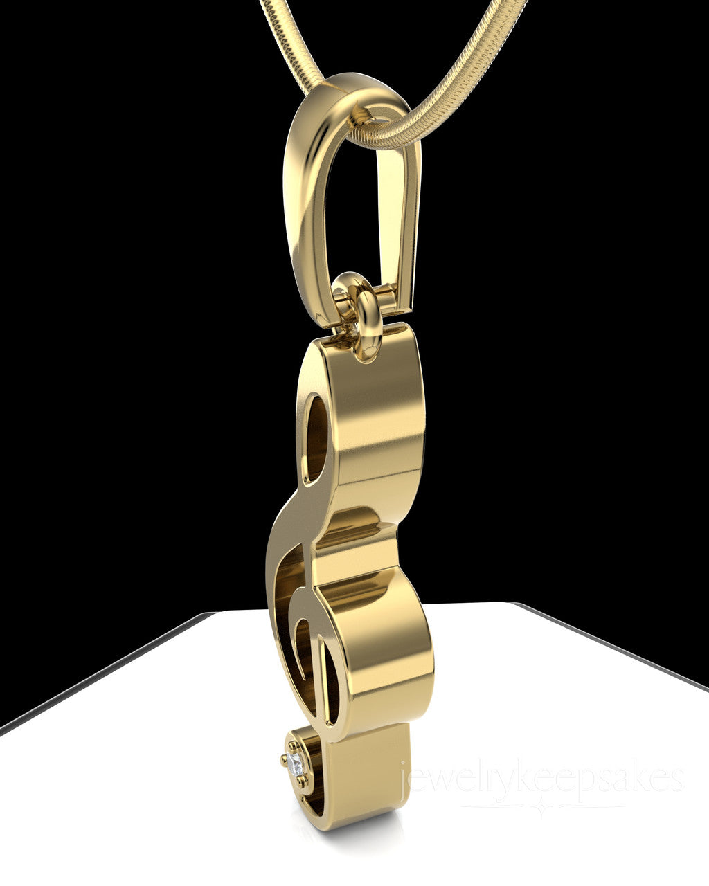 Gold Plated Musical Note Permanently Sealed Waterproof Cremation Pendant