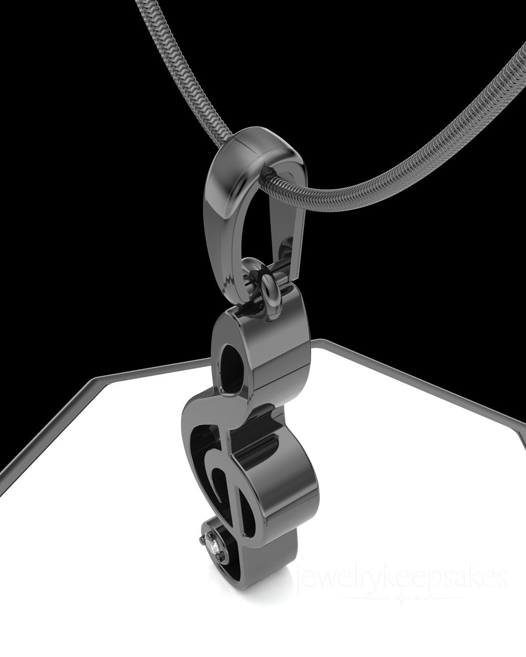 Black Plated Musical Note Permanently Sealed Waterproof Cremation Pendant
