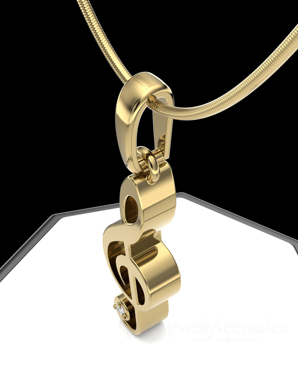 Gold Plated Musical Note Permanently Sealed Waterproof Cremation Pendant