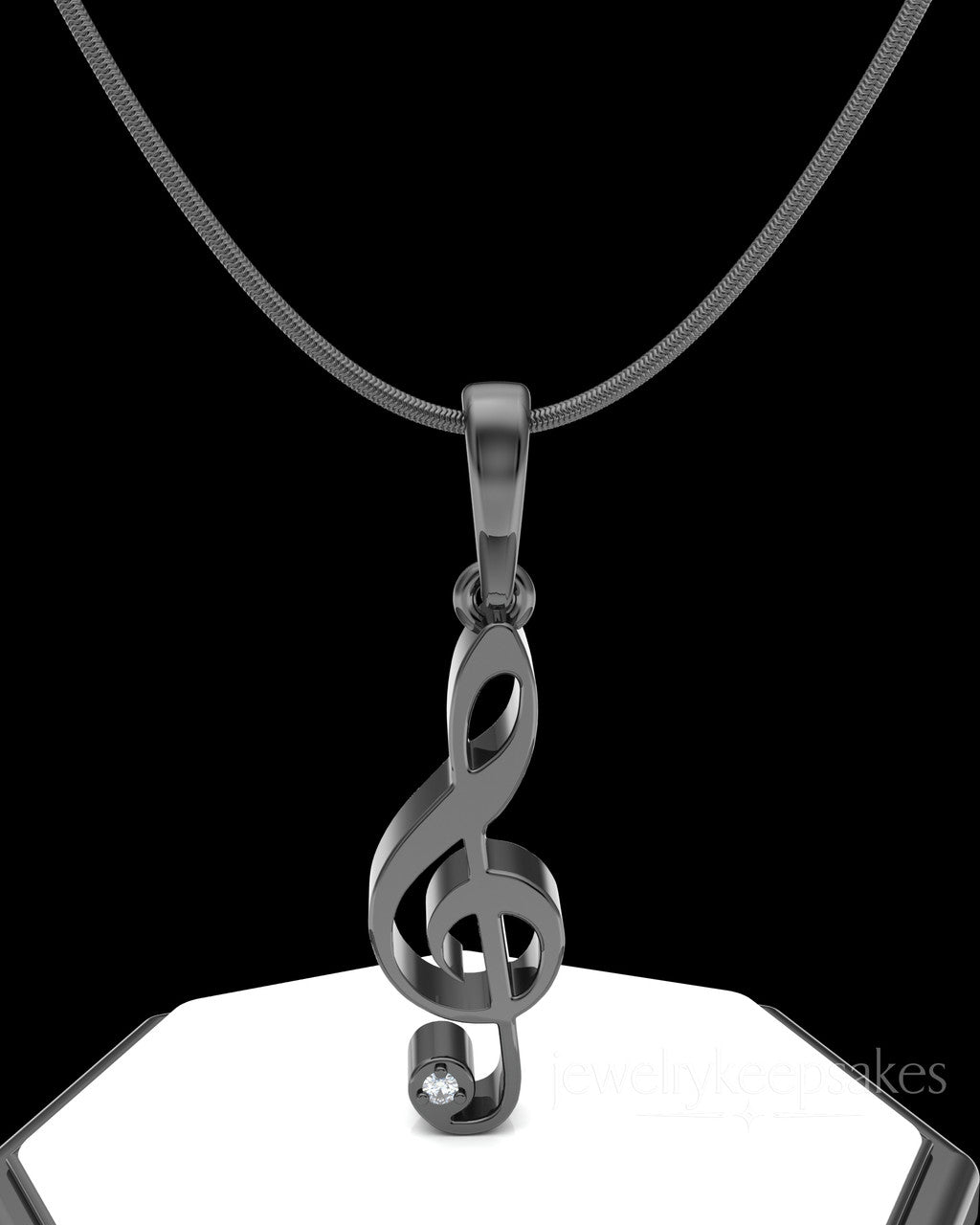 Black Plated Musical Note Permanently Sealed Waterproof Cremation Pendant