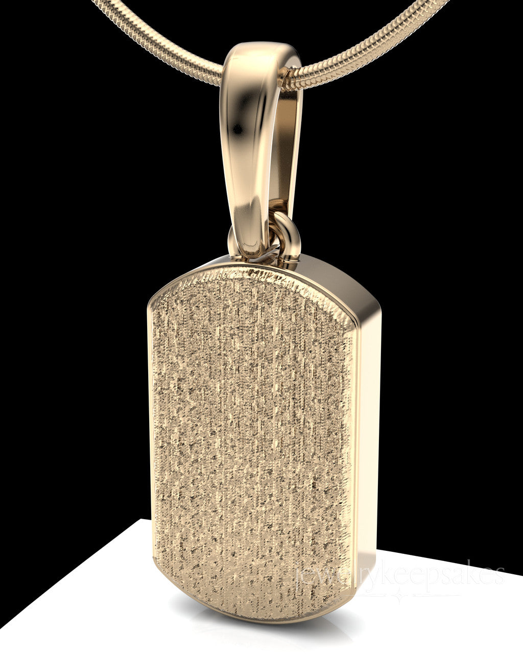 Solid 14k Gold Textured Dog Tag Permanently Sealed Waterproof Cremation Pendant
