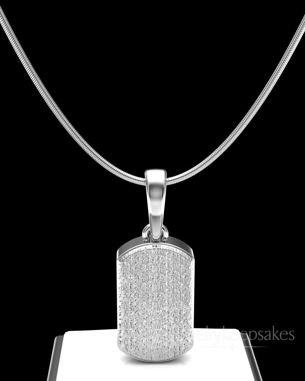 Sterling Silver Textured Dog Tag Permanently Sealed Waterproof Cremation Pendant