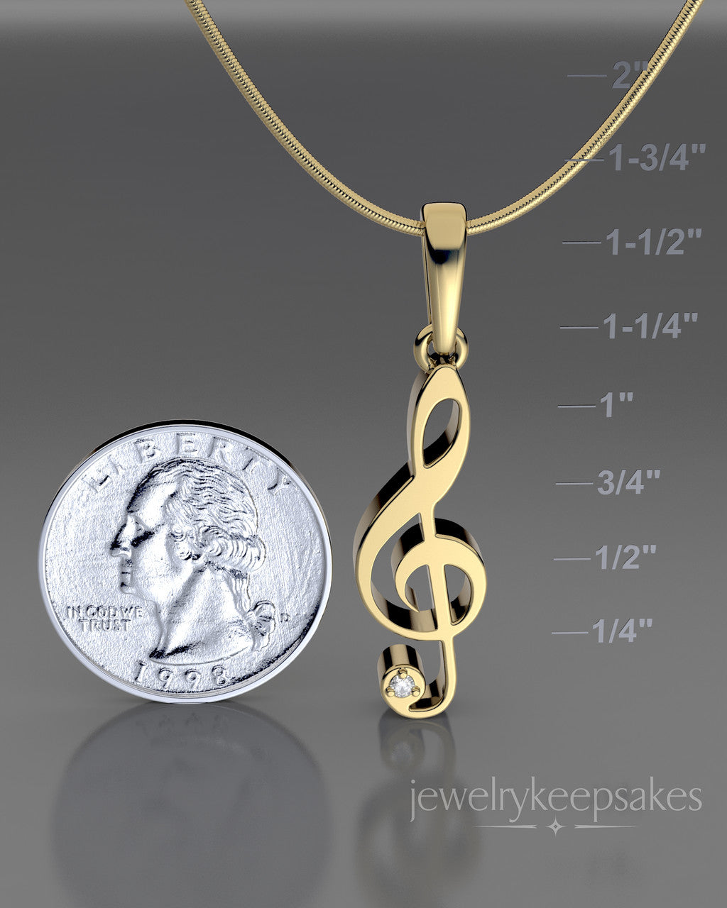 Gold Plated Musical Note Permanently Sealed Waterproof Cremation Pendant