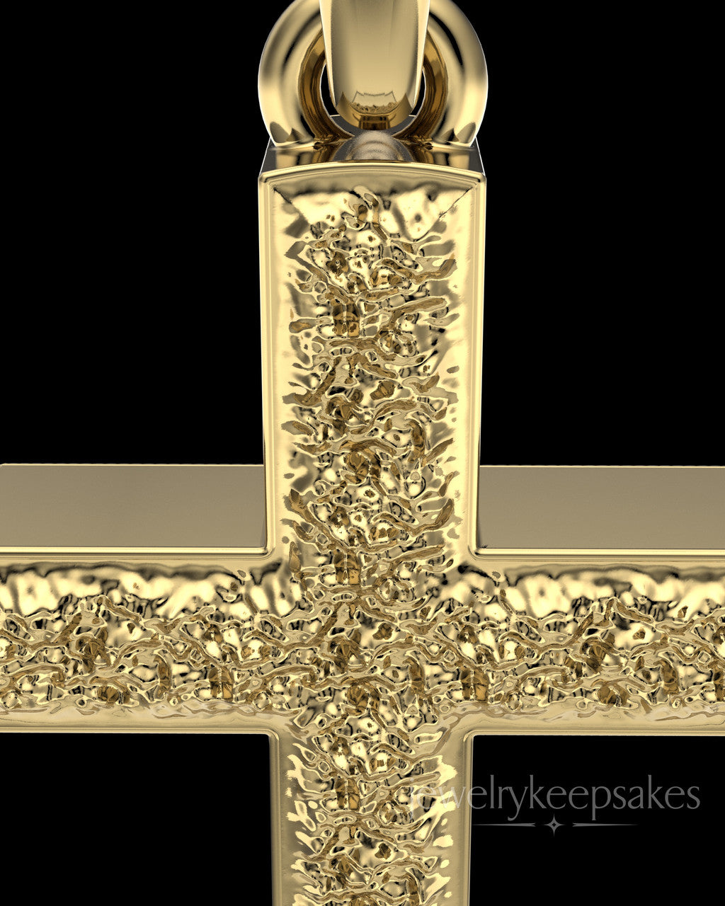 Gold Plated Textured Cross Permanently Sealed Waterproof Cremation Pendant