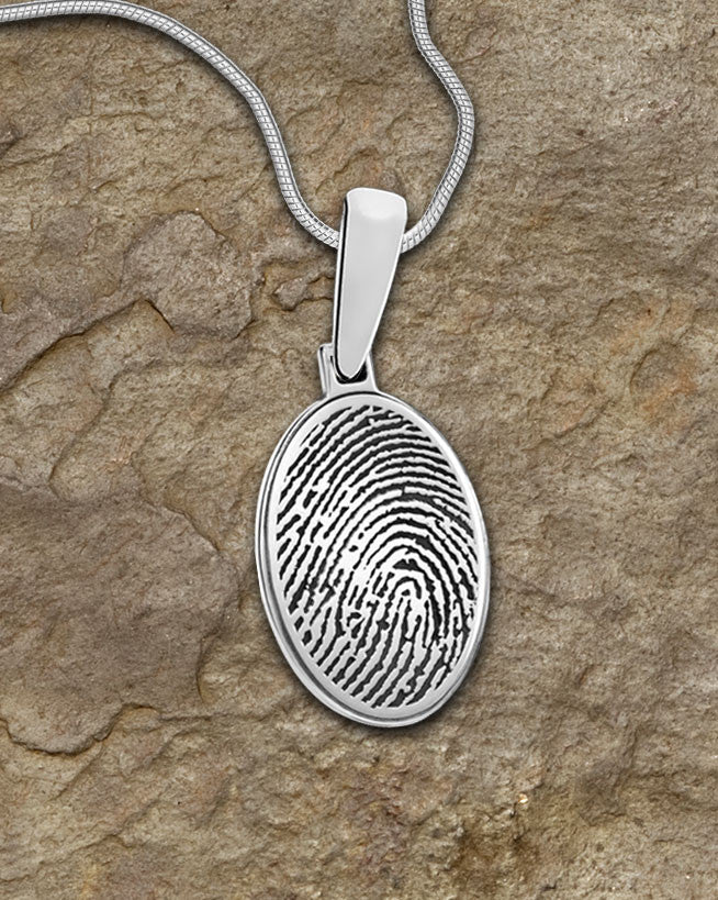 Custom Thumbprint Pendant Necklace in Sterling Silver With Engraving - The Perfect Personalized Gift