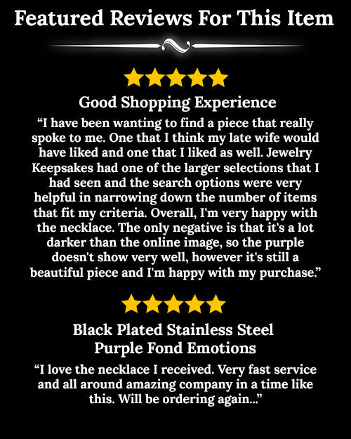 Black Plated Stainless Steel Purple Fond Emotions Jewelry Keepsake